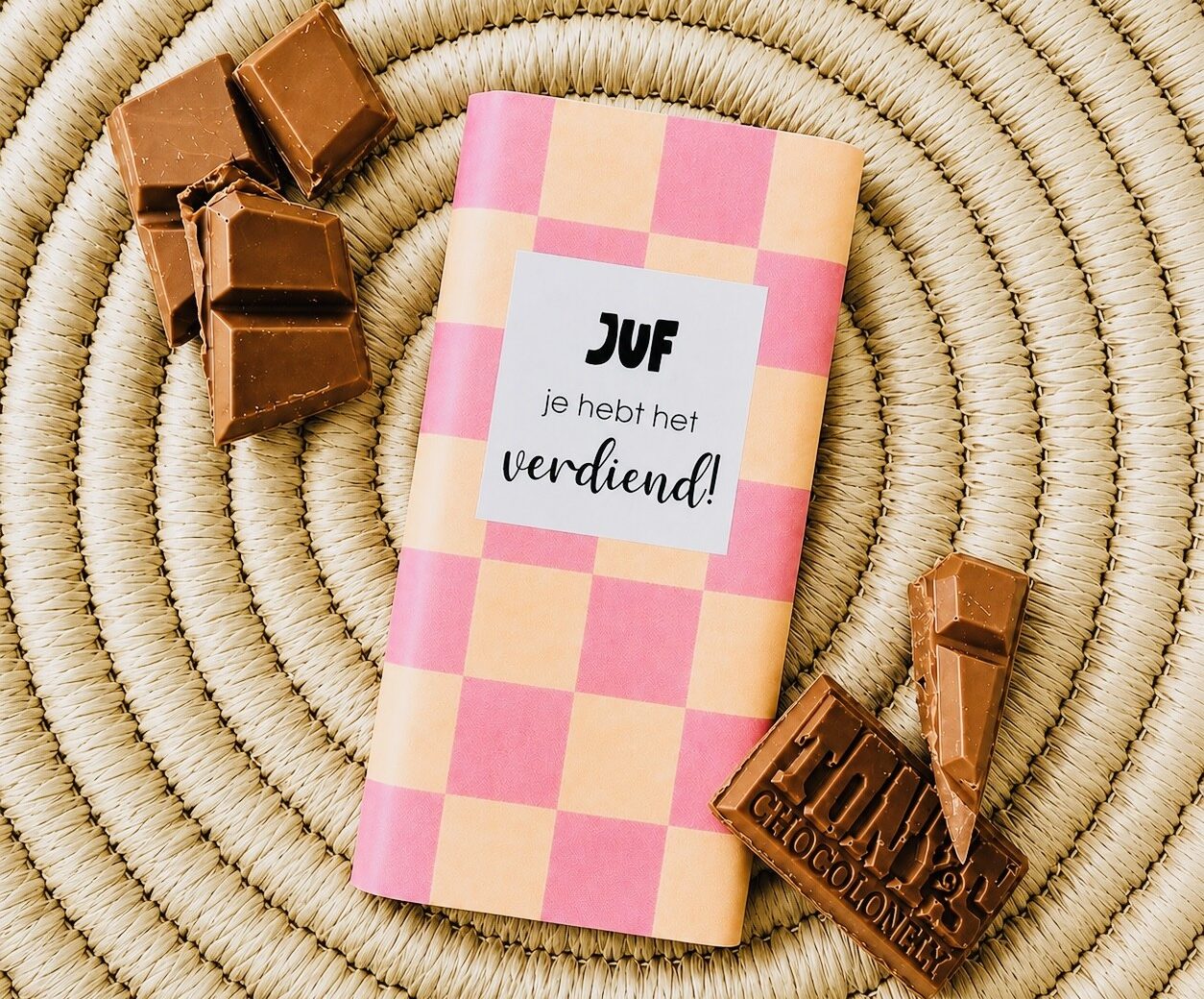 Chocolade reep melk Tony Chocolony –       Juf je hebt het verdient!